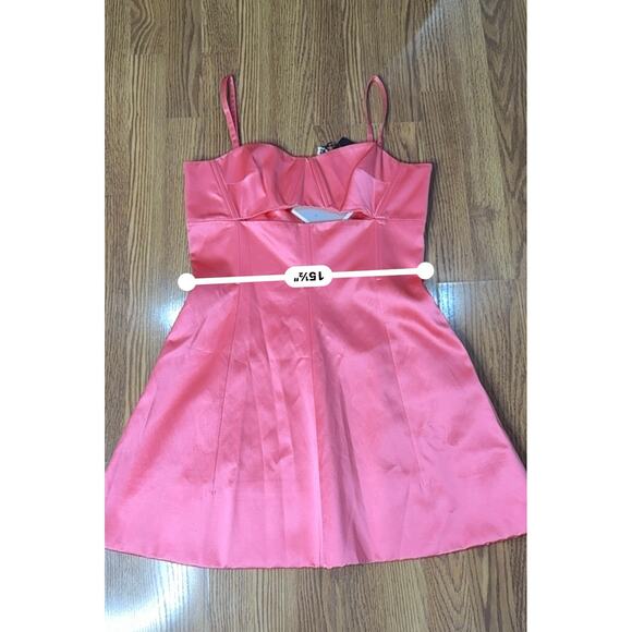 PATOU Pink Cotton Blend Satin Mini Dress FR 44 Cutout Waist Cocktail Party Dress - Picture 4 of 16